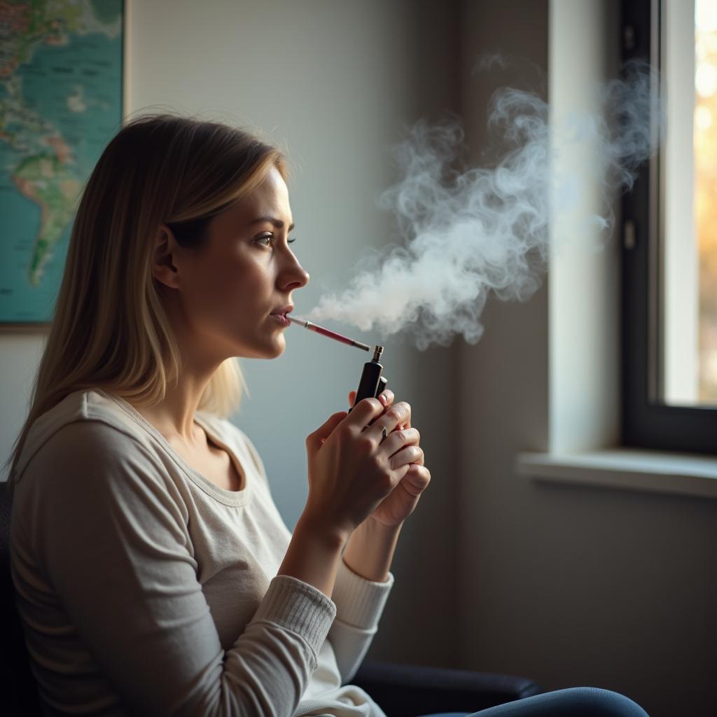 A calm next-step planning scene for someone considering hypnosis support for smoking or vaping habits. Created for Everleigh Hypnosis readers in Dayton, OH.